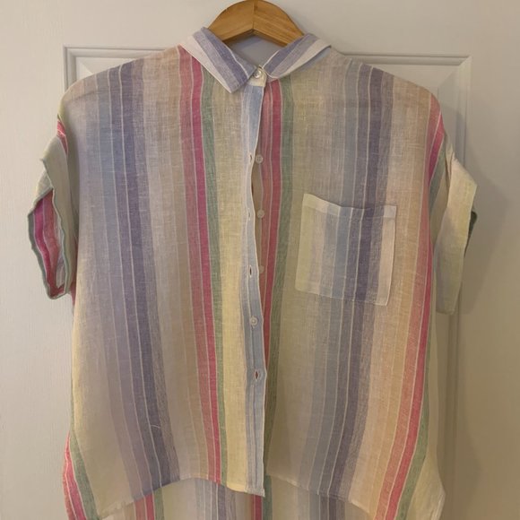 Rails Whitney Rainbow Linen Button Down SIZE SM - Picture 3 of 6